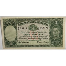 AUSTRALIA 1952 . ONE 1 POUND BANKNOTE . COOMBS/WILSON